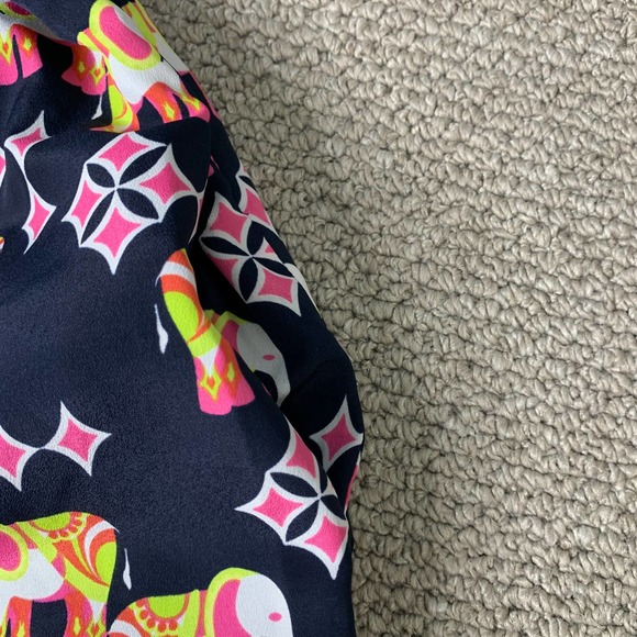 Crown & Ivy Womens Dress Size 4P Blue Elephant Print Sleeveless Sheath Lined - Picture 4 of 12